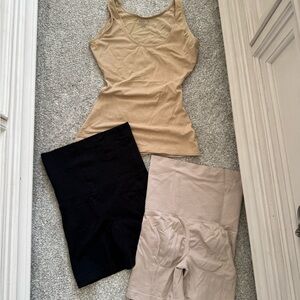 Assets Beige Tank Top and Nude Black Butt Lifting Shapewear Set Medium